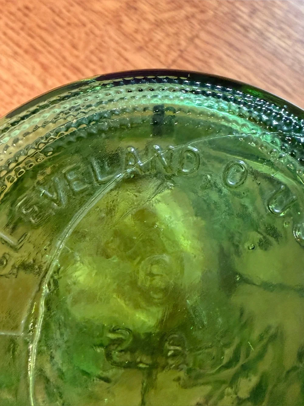 Mid Century EO Brody Co. Green Glass Vase 8.5” Tall Quilted Diamond C972 READ